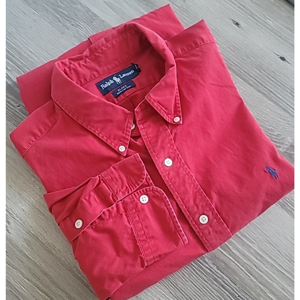 Polo Ralph Lauren Blake Shirt Mens XXL Red Cotton Twill Vintage 90s